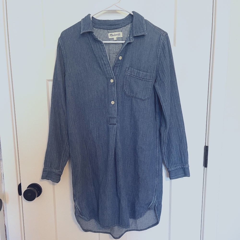 Madewell Blue Long-Sleeve Shirt Dress